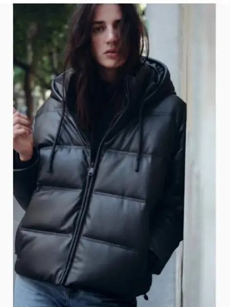 Nouveau automne hiver femmes trajet simili cuir chaud Thi Long Sve à capuche coton Jaet vêtements d'extérieur 30234 coréen Sle Loo...