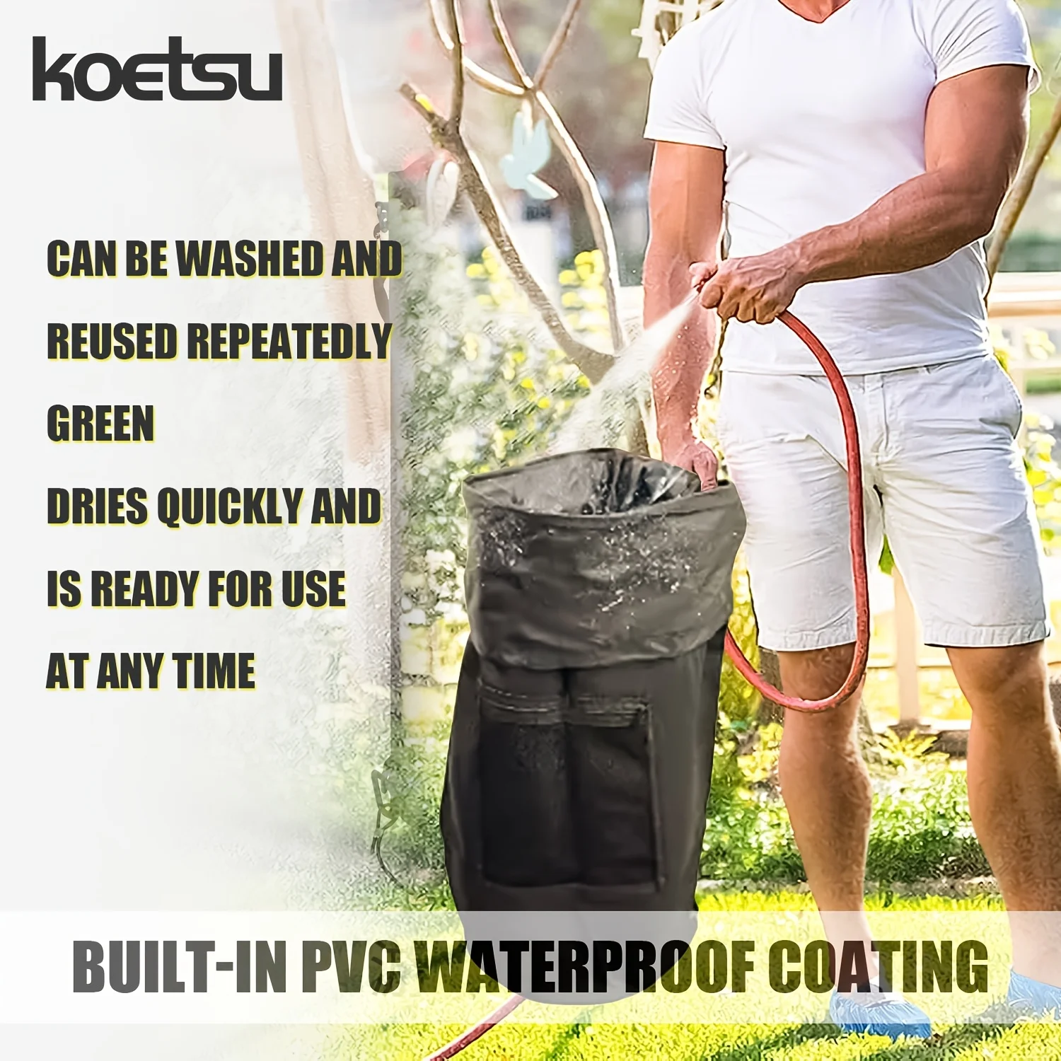 

KOETSU 10-13 галлонов многофункциональный портативный морской мешок для мусора Многоразовый верх Регулируемый с 6 крепежными зажимами С мешком для мусора