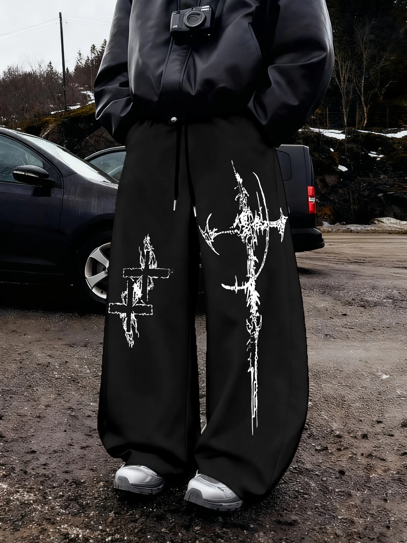 

Мужские брюки с крестообразным принтом и завязками на талии, свободные, удобные, повседневные и модные, для весны и осени, для активного отдыха и дома, спортивные.