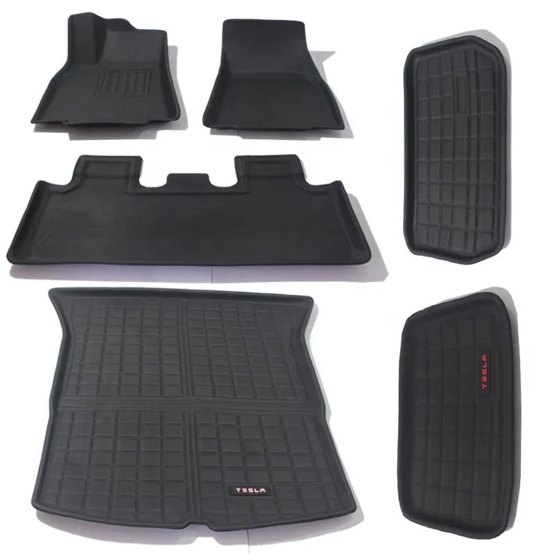 New Style Car accessories Whole Vehicle 7 pieces full set 3D TPR mats Customized floor mats for Model Y trunk carpet