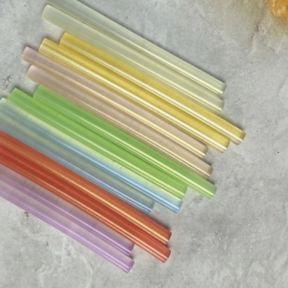 20 unids/lote lágrimas de sirena láser amarillo transparente adhesivo termofusible sello de cera DIY