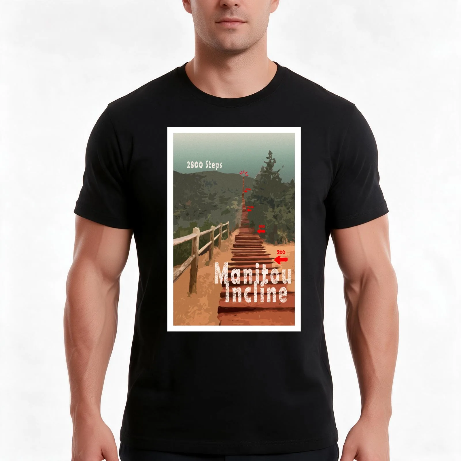 Manitou Incline Stair Hike T-Shirt, Summer Casual Cotton Tee, Oversized Streetwear Tops, Vintage Graphic Print, Unisex Men Women