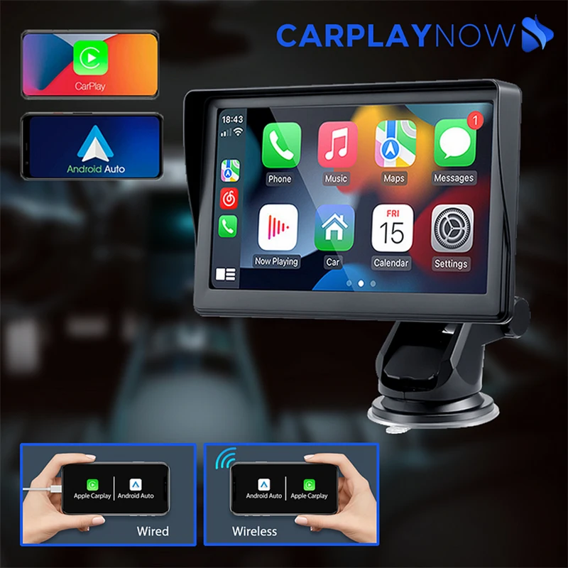 

Wireless Apple Carplay & Android Auto For Car Portable 7 Inch Car Play Touch Screen Universal Car Radio Multimedia Video Player