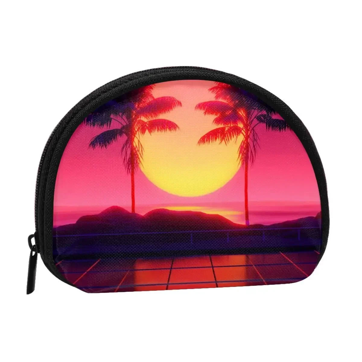 

Palm Trees Patterns Printing Coin Purse Ladies Shopping Portable Silver Bag Travel Credit Card ID Gift