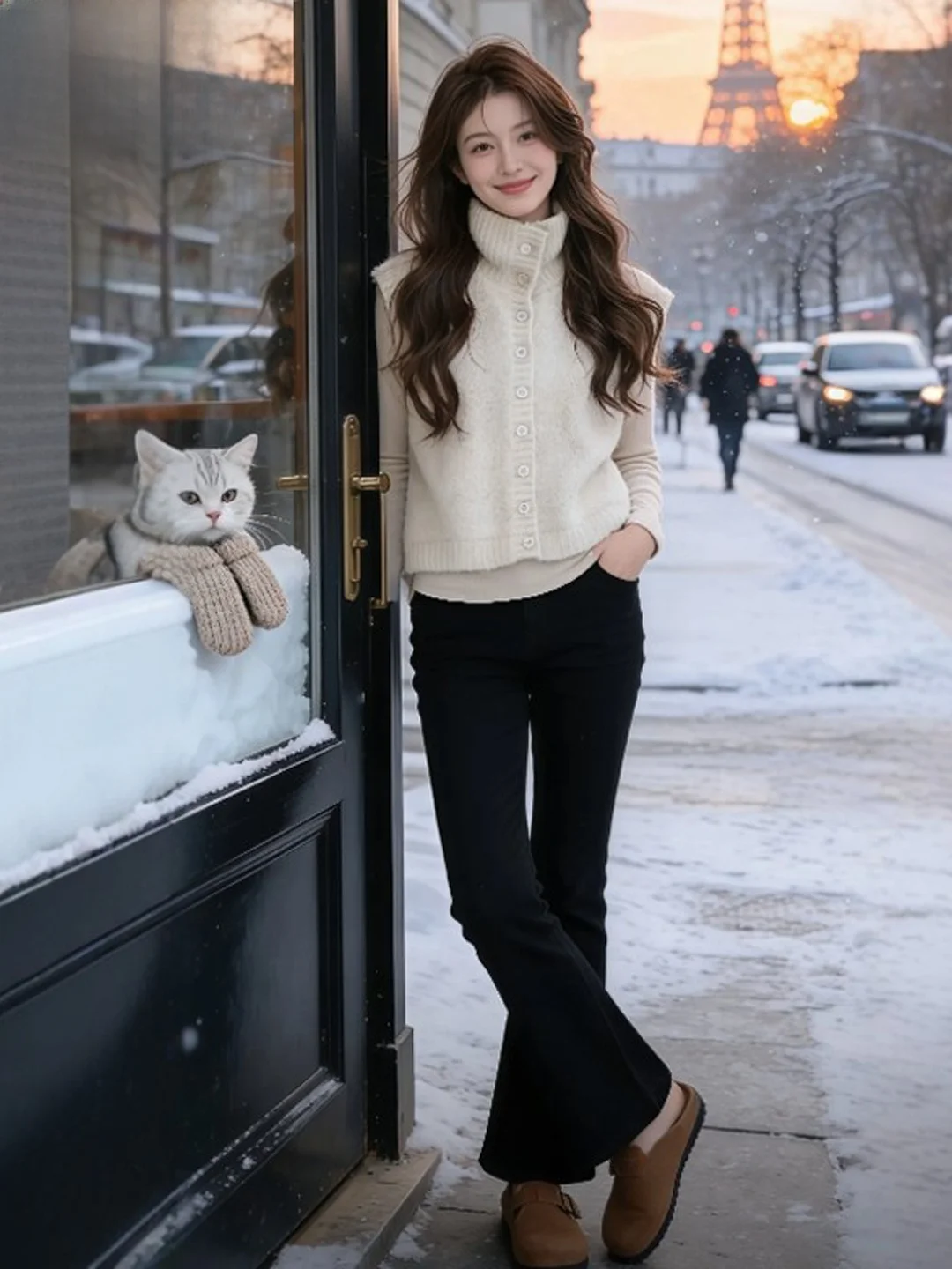 

Chic High Collar Slim Fit Vest Jaet Gentle Sle Unique Attractive Faionable Top for Spring 2026 Ladies Korean Sle