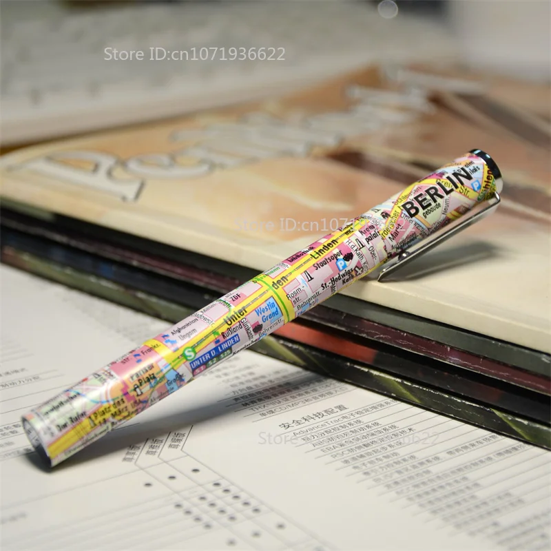 

Lovely Benovel Berlin Map Fountain Pen Metal Ballpoint Pen 0.6mm Nib Calligraphy Pen Luxury Office Supplies Writing Pens