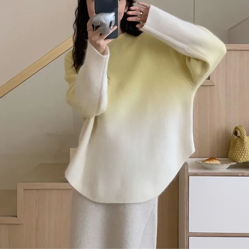Autumn Winter Sweaters Women Tops Contrast Color Korean Fashion Warm Sweet Pull Femme Simple Chic Sueter Mujer