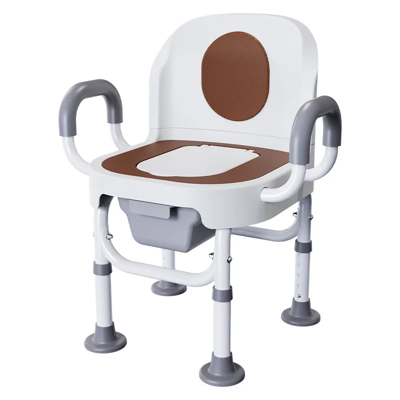 Portable Commode Chair Aluminum Alloy Foldable Toilet Seat Elderly Pregnant Woman Bathroom Household Indoor Mobile Toilet