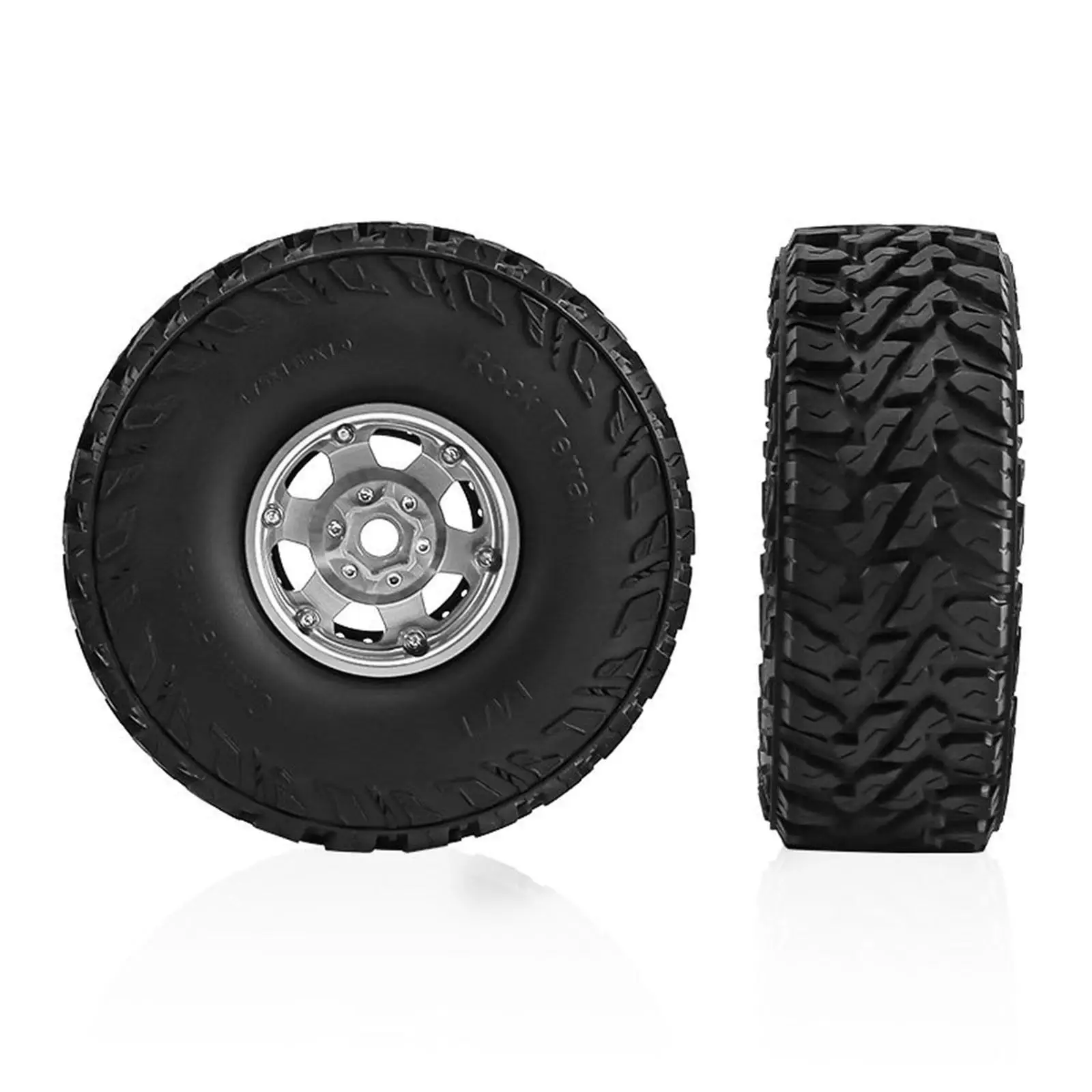 

Professional RC Car Wheel and Tire Set 1/10 Scale Sturdy Aluminum Alloy Rubber Replacement Parts for Miniature RC Crawler