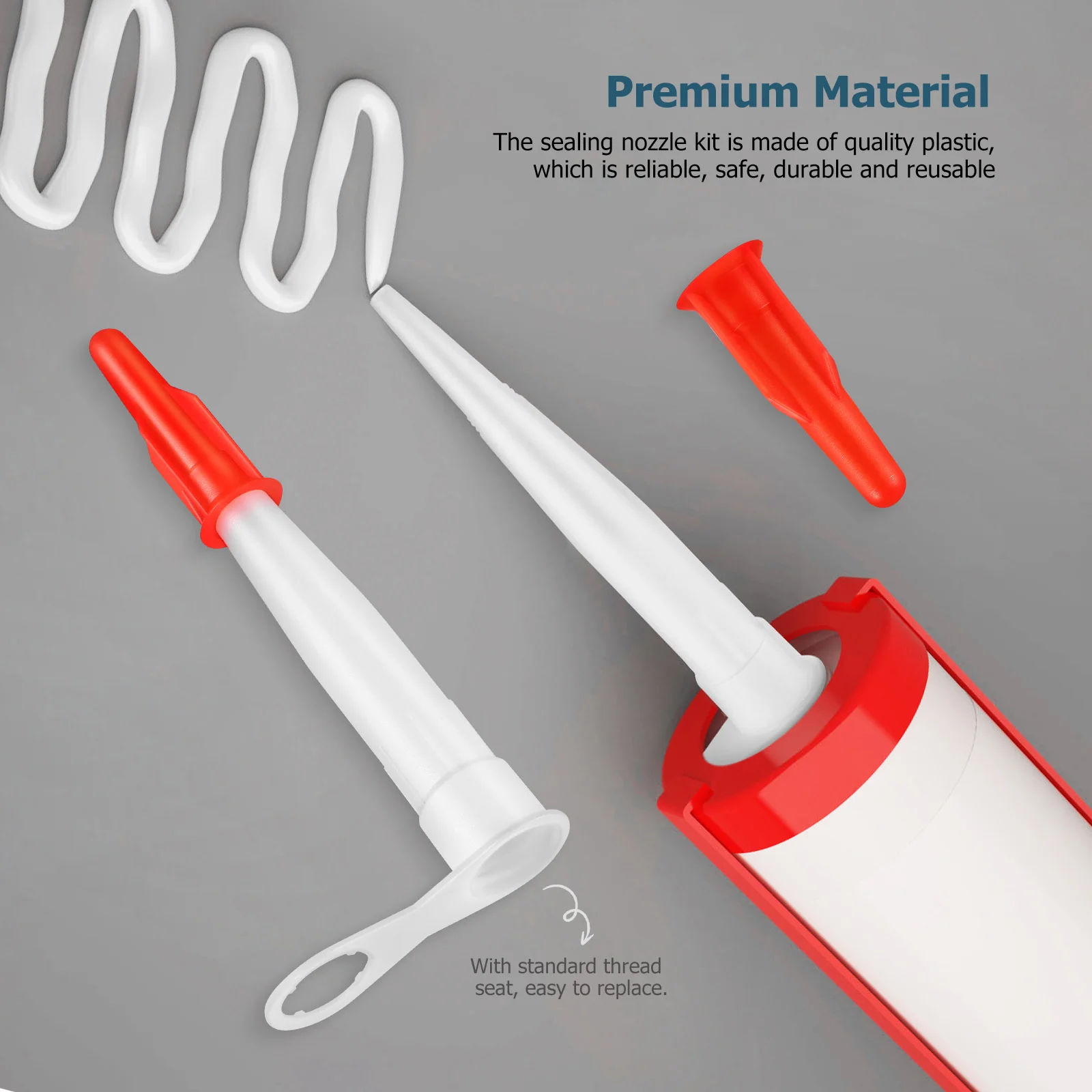 20 Buah Ujung Nosel Caulk Pengganti Kualitas Premium untuk Mesin Caulking Alat Ekstensi Mudah Dipasang untuk Konstruksi Rumah