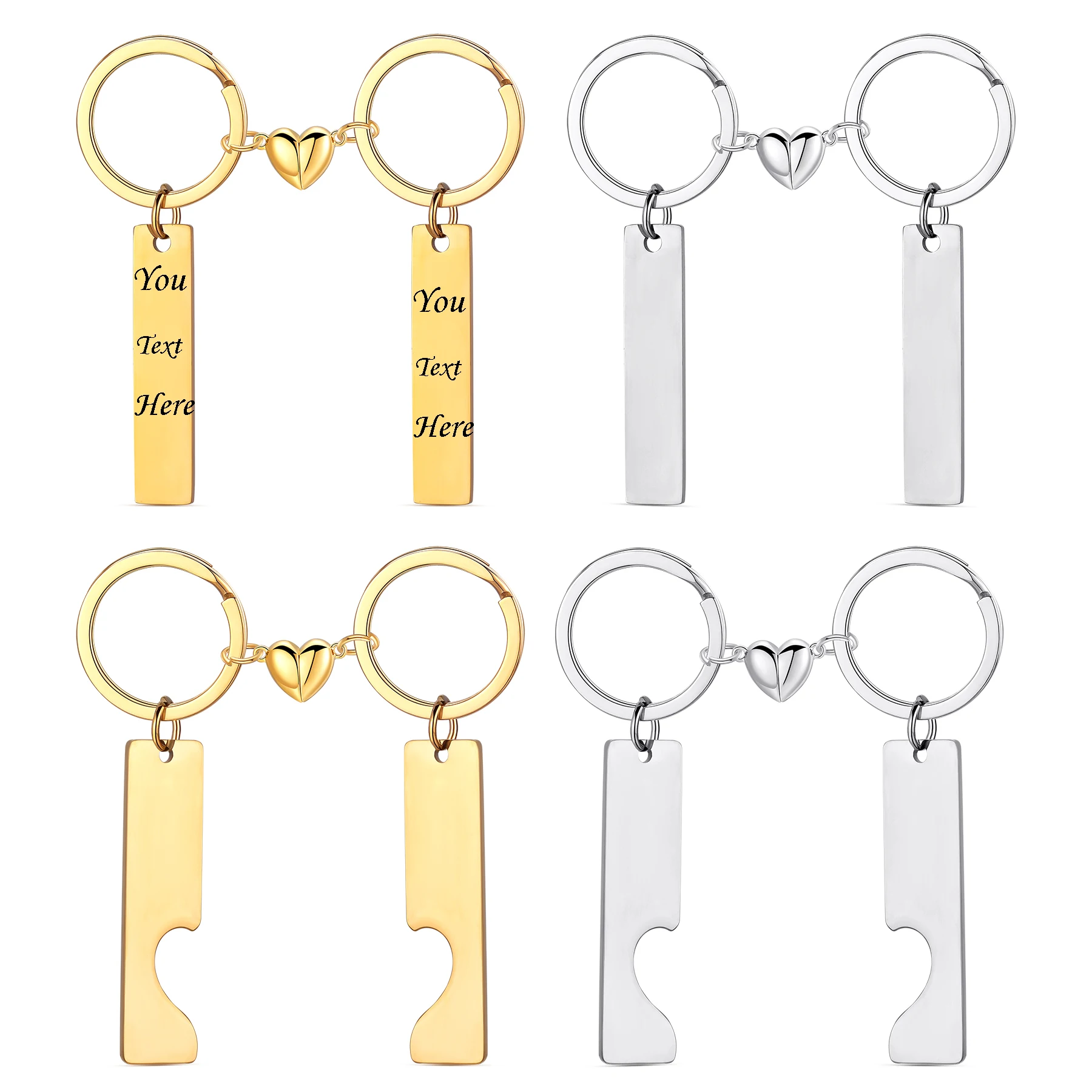 

2Pcs/set Magnet Couple Keychain Heart Attraction Keying Stainless Steel Charm Simple Key Lock Jewelry Gifts