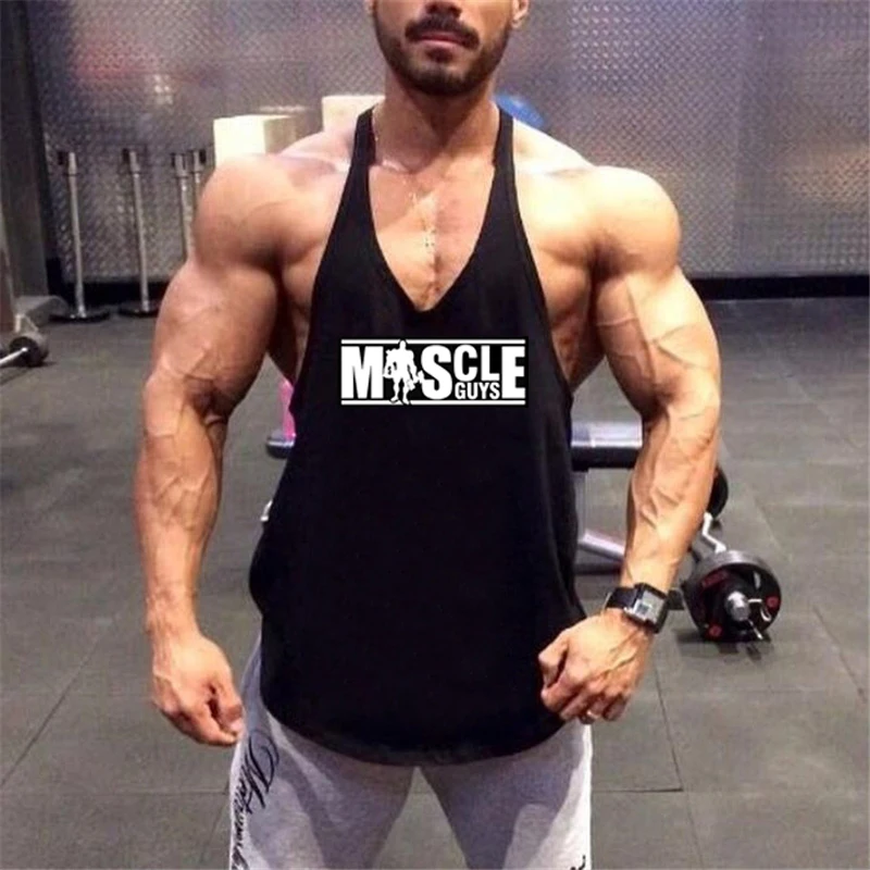 Muscleguys Y Back Running Vests Mens Cotton Bodybuilding Stringer Tank Tops Gym Sleeveless Singlets Muscle Fitness Clothing