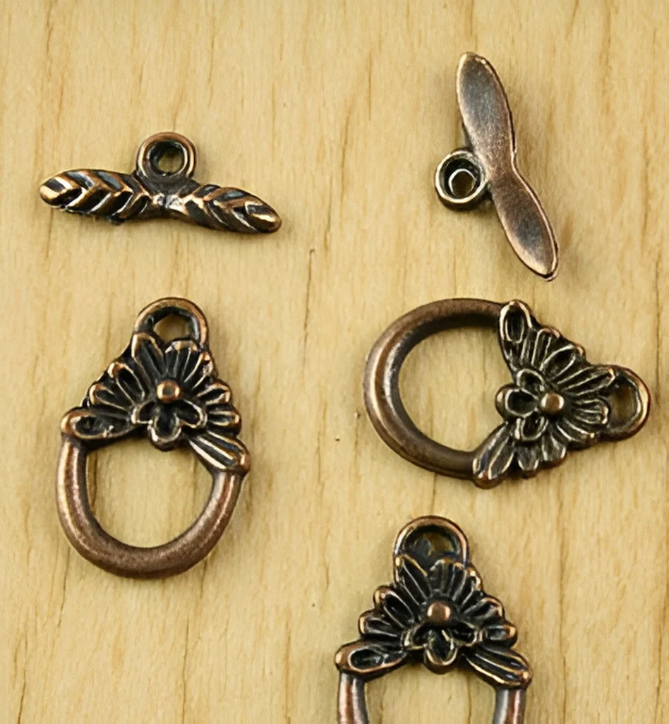 

20sets 18x12.1mm, bar 15.9mm Alloy matel antique copper flower toggle clasps HWH1899