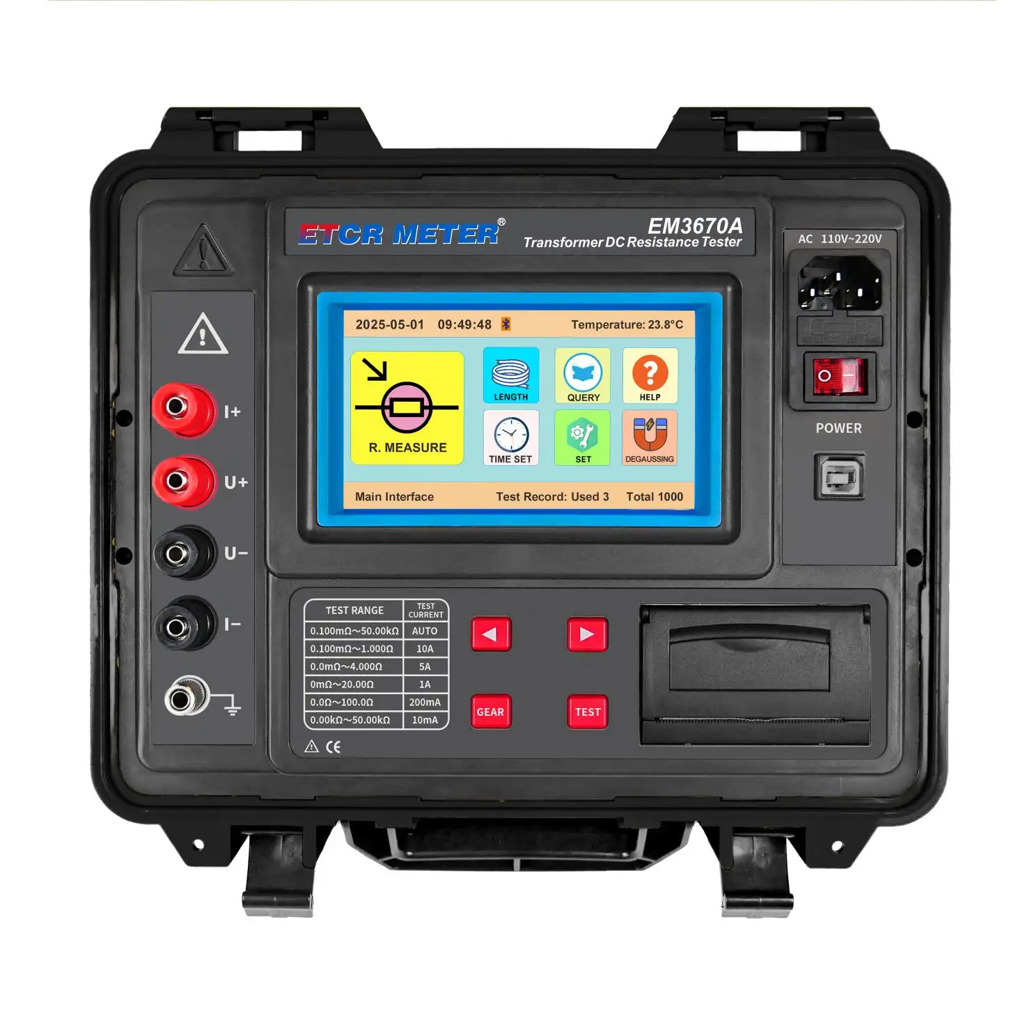 

X ETCR EM3670A High Accuracy 0.2% DC Resistance Tester with Auto Demagnetization Transformer DC Resistance Tester