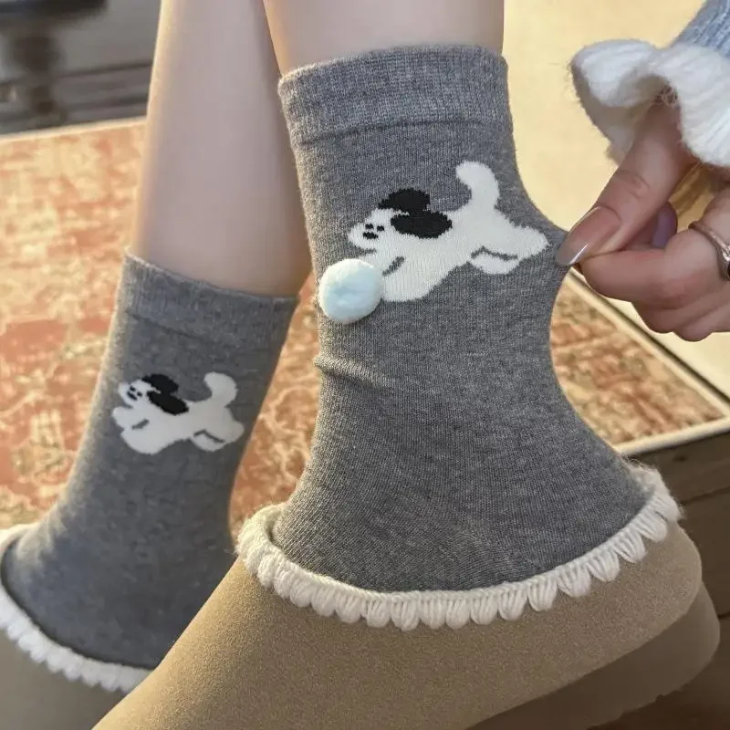 جوارب جميلة على شكل كرة على شكل كلب خلفي، جوارب قطنية مريحة؛ جوارب منتصف الساق قابلة للتنفس كهدية #4