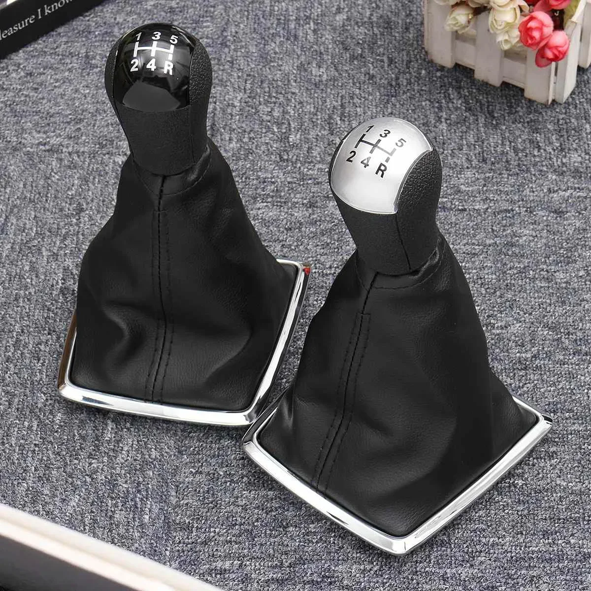 5 Speed For Ford/Focus 2 MK II 2005 2006 2007 2008 2009 2010 2011 Manual Gear Shift Knob PU Leather Gaiter Boot Cover