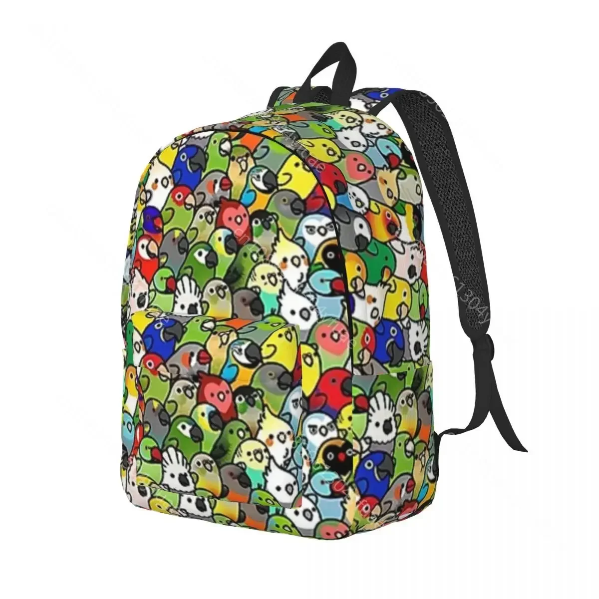 Parrot Meme Canvas Backpacks Cute Birds Print Unique Bag Elementary School Backpack Lightweight Bags