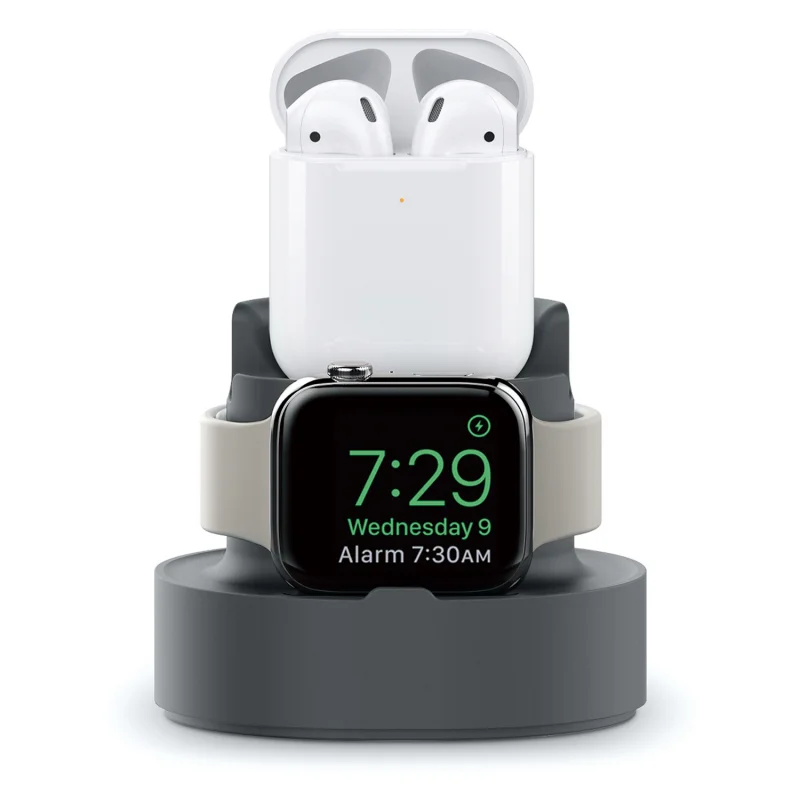 

Силиконовый держатель док-станции для зарядного устройства 2 в 1 для Iwatch Airpods, подставка для кабеля для зарядки, настольное хранилище для Apple Watch 5/6, Подставка для зарядки