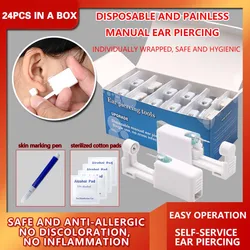 Disposable Ear Piercing Gun with Built-in Earrings Stud Self Ear Piercing Tools Set for Home Use