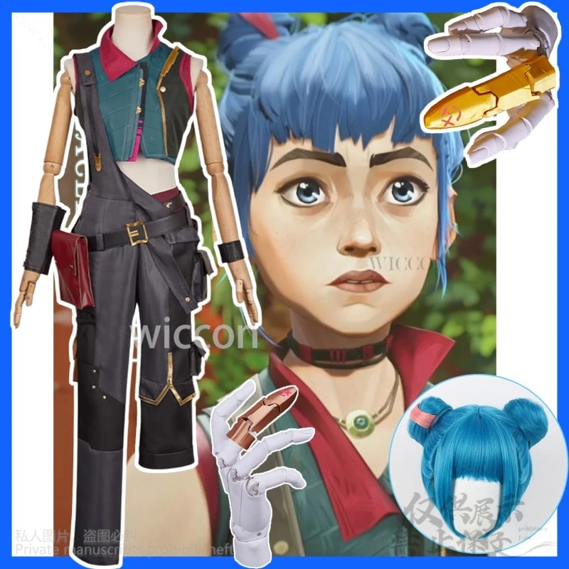 

Аниме игра LOL Arcane Powder Косплей Jinx Костюм Топ Брюки Комплект Наряд Для Женщин Мужчин Парики Для Хэллоуина Рождество Индивидуальные