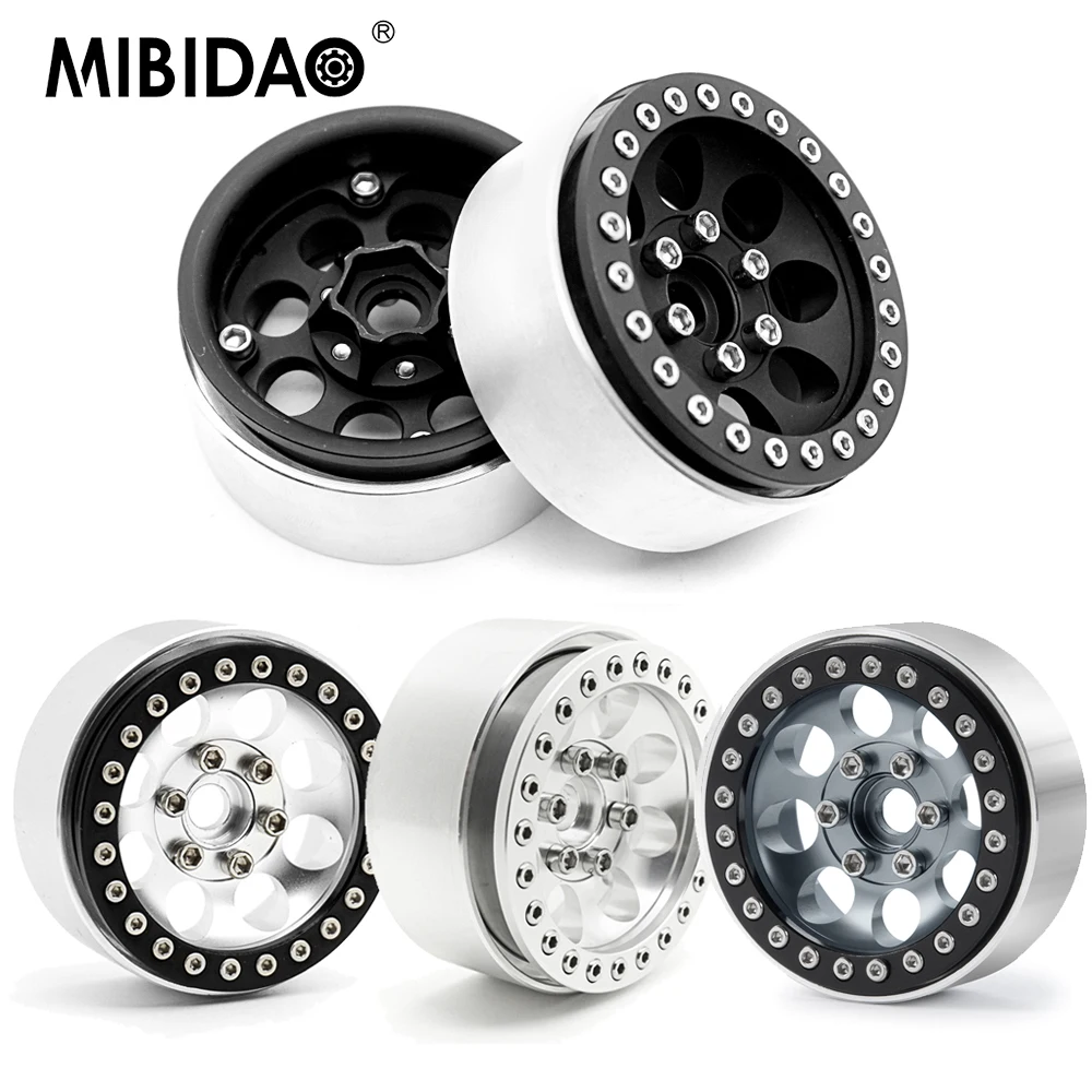 

MIBIDAO Aluminum Alloy 1.9 Inch Beadlock Wheels Rims Hubs for Axial SCX10 II 90046 AXI03007 1/10 RC Crawler Car Model Parts