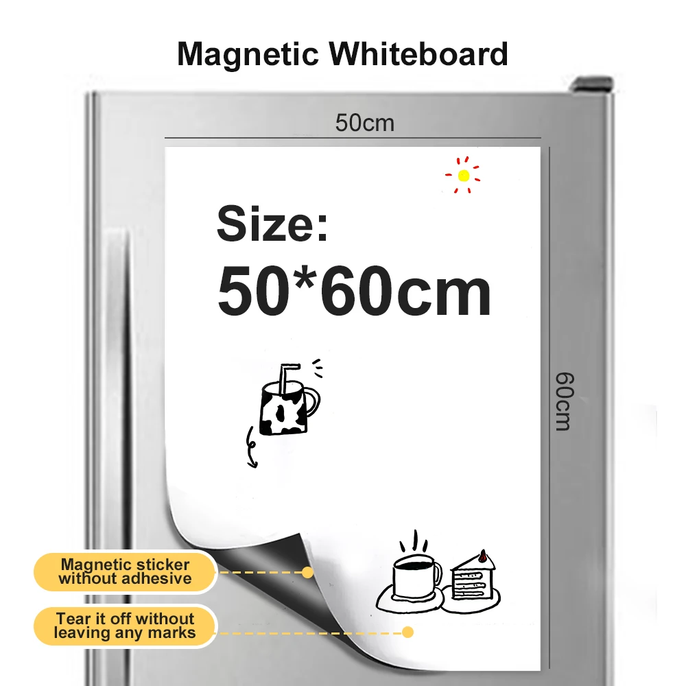 50*60cm Magnetic Whiteboard PET Writing Reusable Dry Erase Film Boards Office School Supplies Fridge Stickers Memo Message Board