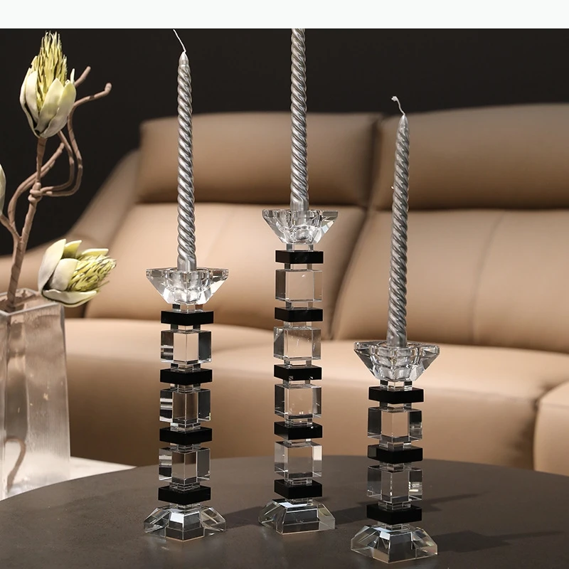 Glass Candlestick Decorative Candle Romantic Candlelight Dinner Prop Candle Rack Candles Stand Ornament