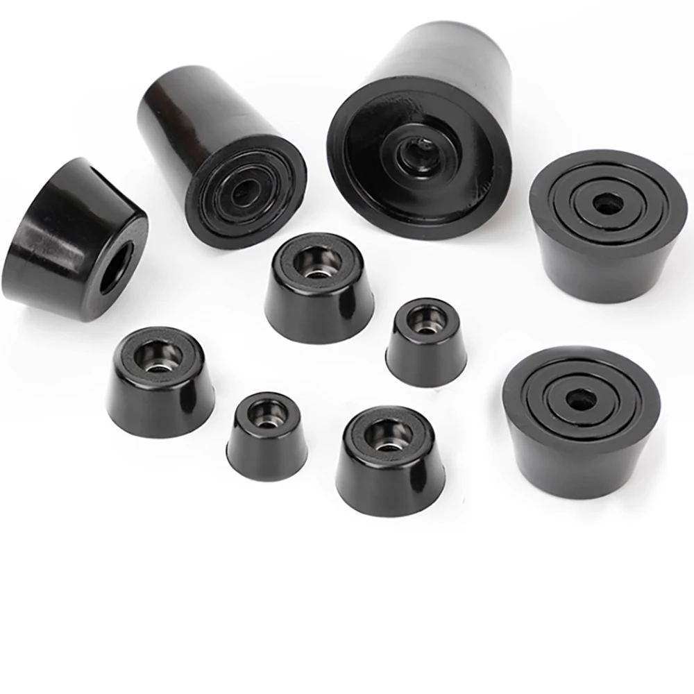 Black Rubber Machine Foot Pad Shock-Absorbing Anti Slip Furniture Foot Pad Table Chair Leg Protection Cover Hardware 11mm-20mm
