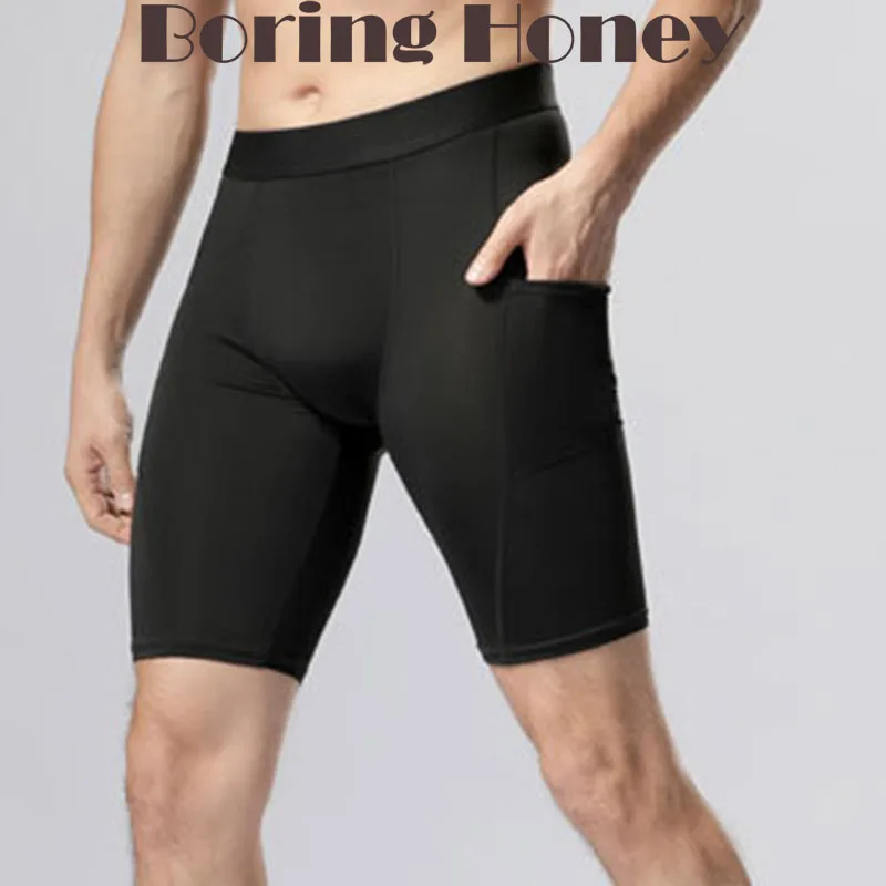 

Boring Honey Men's High Elastic Quick-Dry Shorts Basketball Fitness Athletics Shorts with Pockets Breathable Running Training Pa