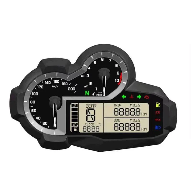 20000rpm Motorcycle Universal LCD Digital Speedometer N1-6 Odometer Tachometer Motorbike Fuel Meter Water Temperature Gauge