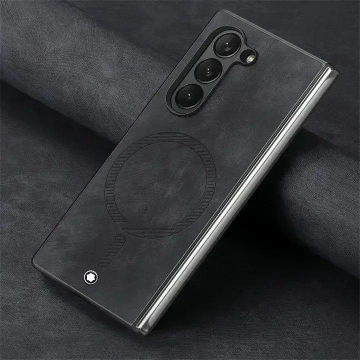 

Higth Quality Vintage Classic Leather Magnetic Phone Case for Samsung Galaxy Z Fold 7 6 5 4 5G Mon Anti-Drop Bla Protector Cover