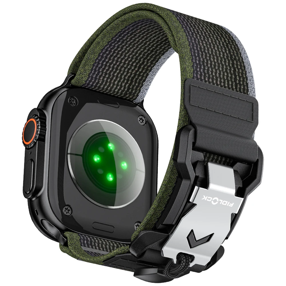 Cinturino sportivo da uomo per Apple Watch Ultra49mm Serie 10 46mm Nylon + PC + cinturino in metallo per iWatch 9 8 7 6 5 4 SE 45mm 44mm cinturino