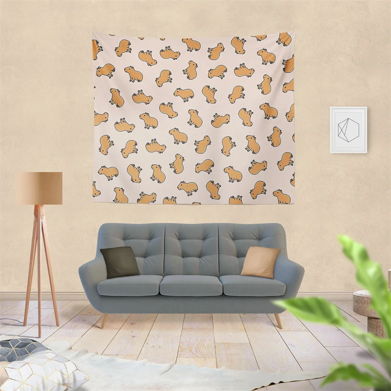 Gaslight Gatekeep Girlboss Capybara Tapestry Wall Hanging Art for Bedroom Living Room Decor Home Decoration