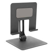 Foldable Tablet Stand Laptop Base Phone Holder Metal Adjustable Cradle Grey Desktop Gaming Video Watching Reading Sturdy Carbon