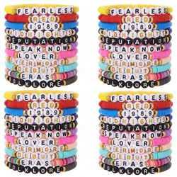 44PCS Inspired Swift Friendship Bracelets Set for Women Girls Eras Swiftie Lover Album Tour Bracelets Clay Bead Stackable Bracel
