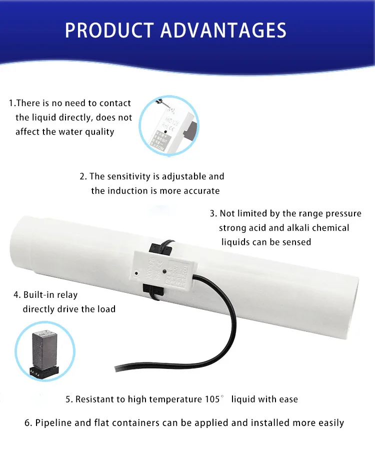 XKC-Y28-NO/NC/RS485 Output DC5V 12V 24V Non-contact Water Level Sensor with Built-in 2amp Relay,Suitable for all kind of Surface