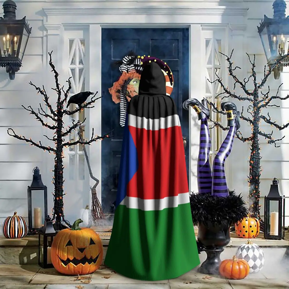 Long Cape Cloak South Sudan Flag Hooded Cloak Coat Autumn Hoodies