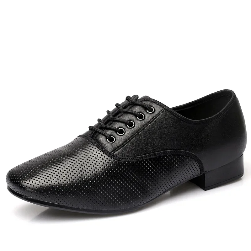 Uomo pelle bovina Salsa latina Tango scarpe da ballo moderne scarpe da ballo tacchi quadrati 2.5cm adulti bambini ragazzi scarpe da ballo per feste maschili