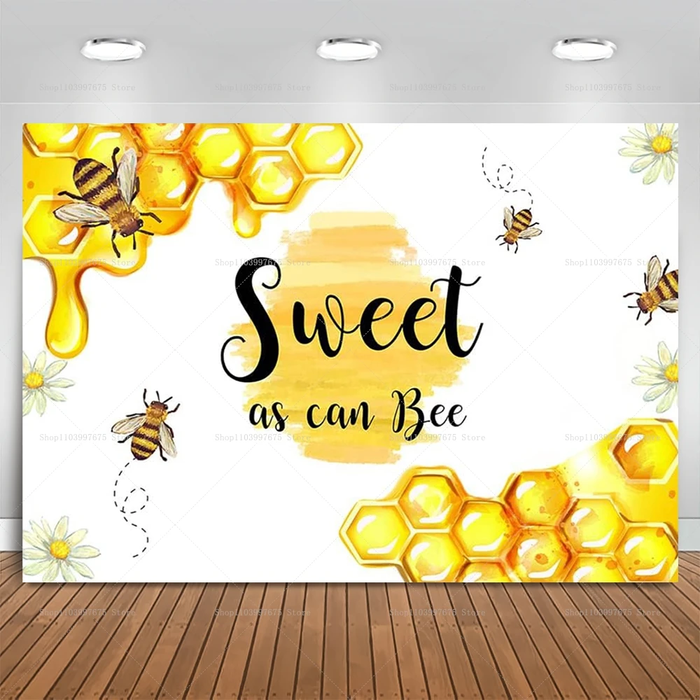 Sweet As Can Bee Baby-Dusche-Hintergrund für Neugeborene, Geschlecht offenbaren Kuchen, Tischdekoration, Fotografie-Hintergrund, Fotokabinen-Requisiten