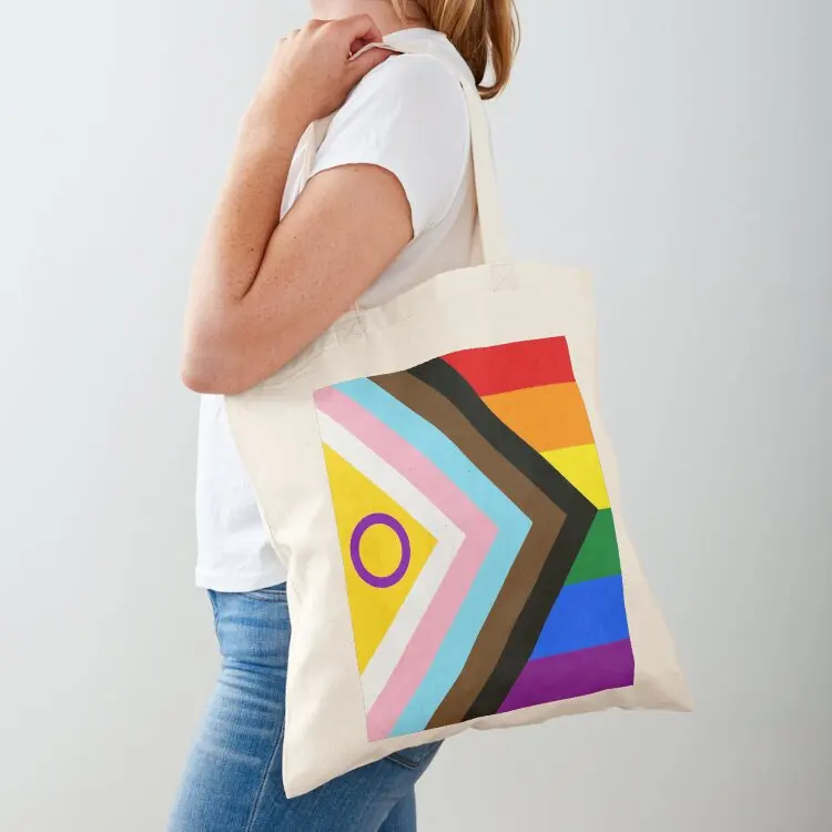 

Intersex Inclusive Progress Pride Flag Tote Bag Cloth bags tote bag canvas personalized tote bags men