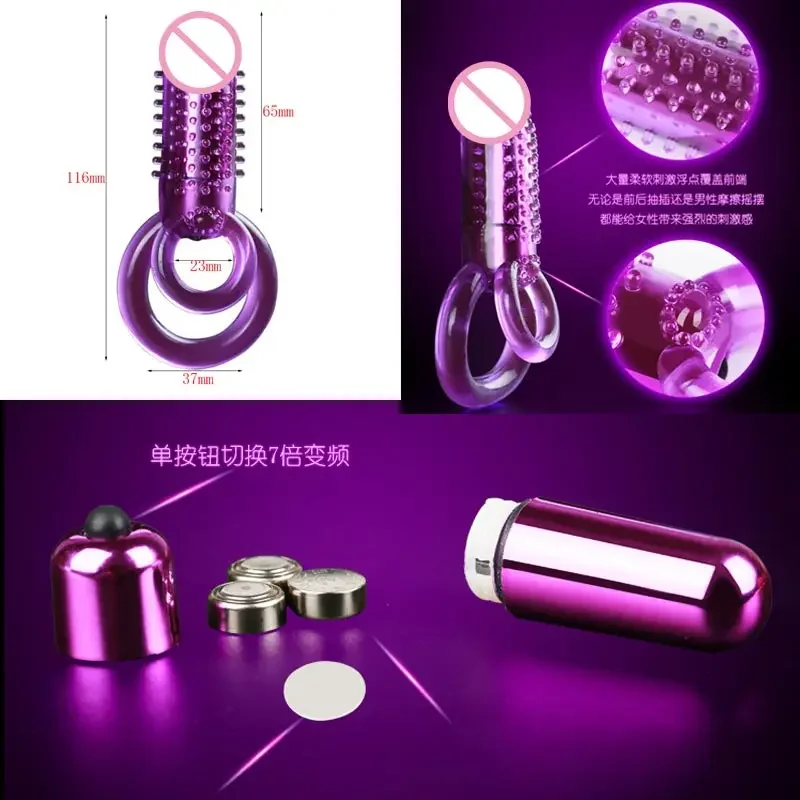 Cincin skrotum pria Baterai kuat Vibrator klitoris wanita 2 In 1 Masturbator wanita asli Vajina Dilddos Senxuel