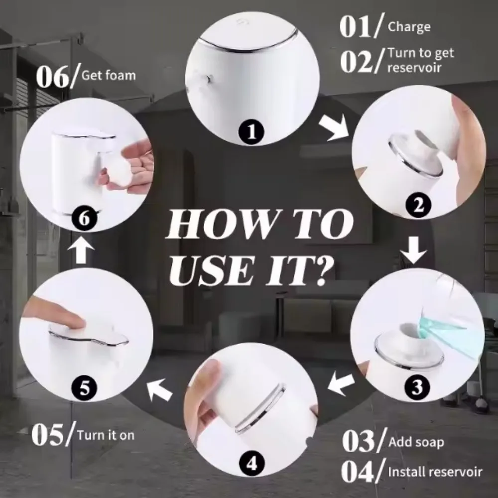 300ML Upgrade Intelligent Induction Touchless ABS Plastic Electric Automatic Sense Foam Soap Dispenser Hand Dish Washing Machine