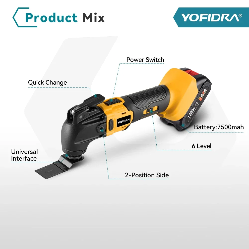 Yofidra Brushless Oscillating Multi-Tool Cordless Variable Trimming Shovel Woodworking Home DIY Tool For Makita 18V Battery