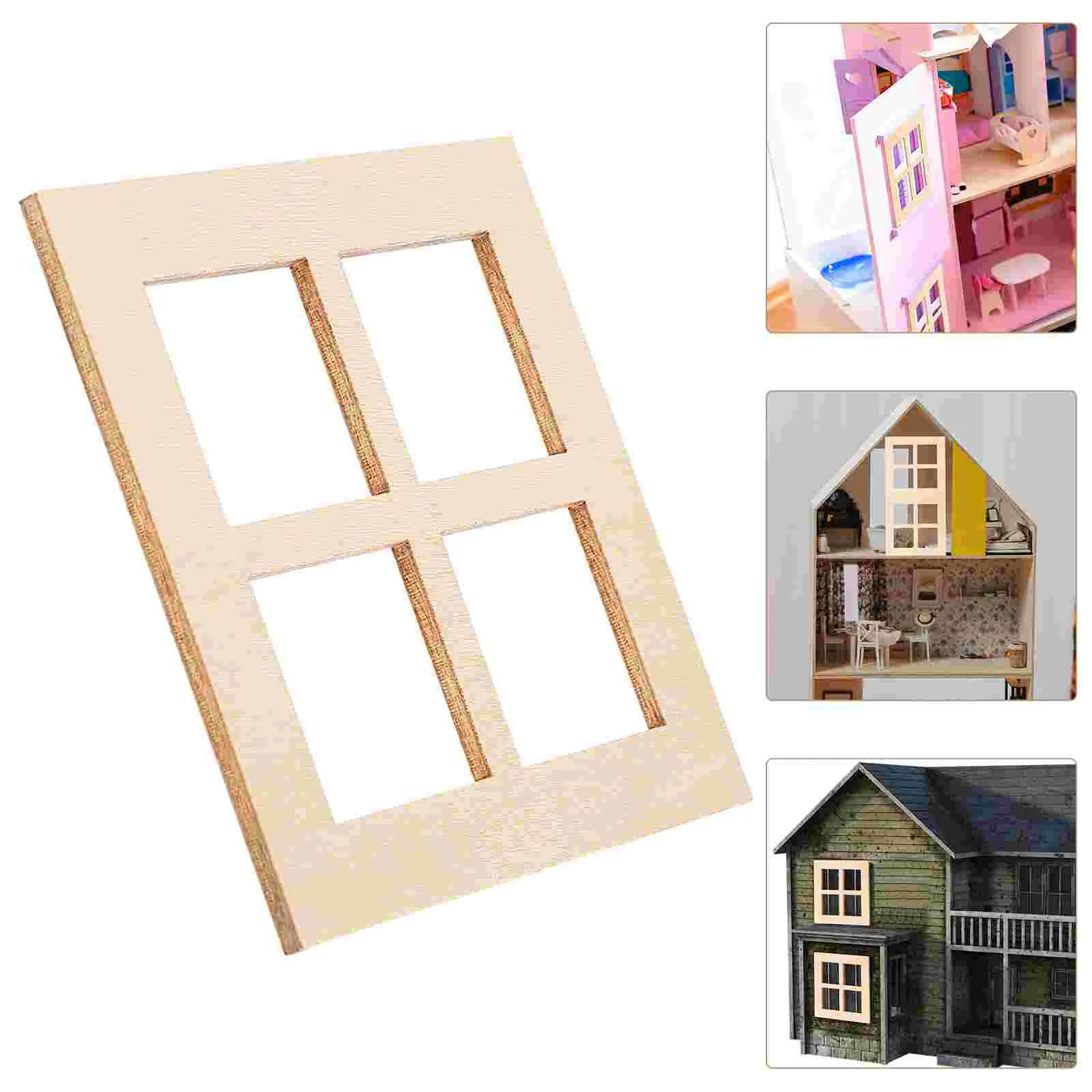 

10 Pcs House Decoration Mini Wooden Window Blank Model Tiny Houses Child Ornaments