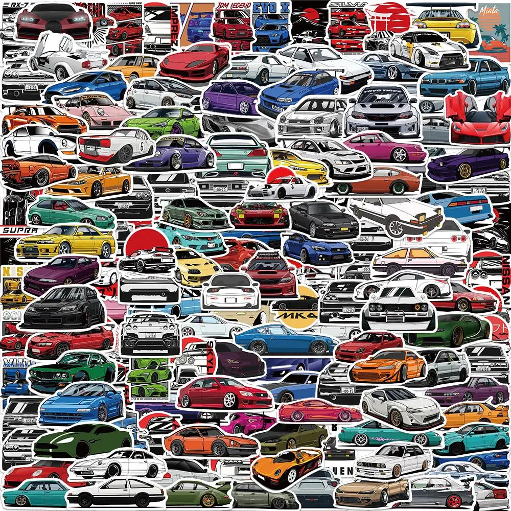 

100PCS JDM Racing Car Graffiti Stickers Laptop Phone Guitar Luggage Bike Skateboard Waterproof Sticker Decal Kid Toy