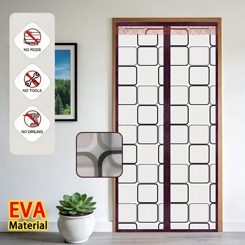 Magnetischer EVA-Türvorhang ohne Bohren, wärmeisoliert und winddicht, Winterschutz und AC-Barriere für Küche und Schlafzimmer