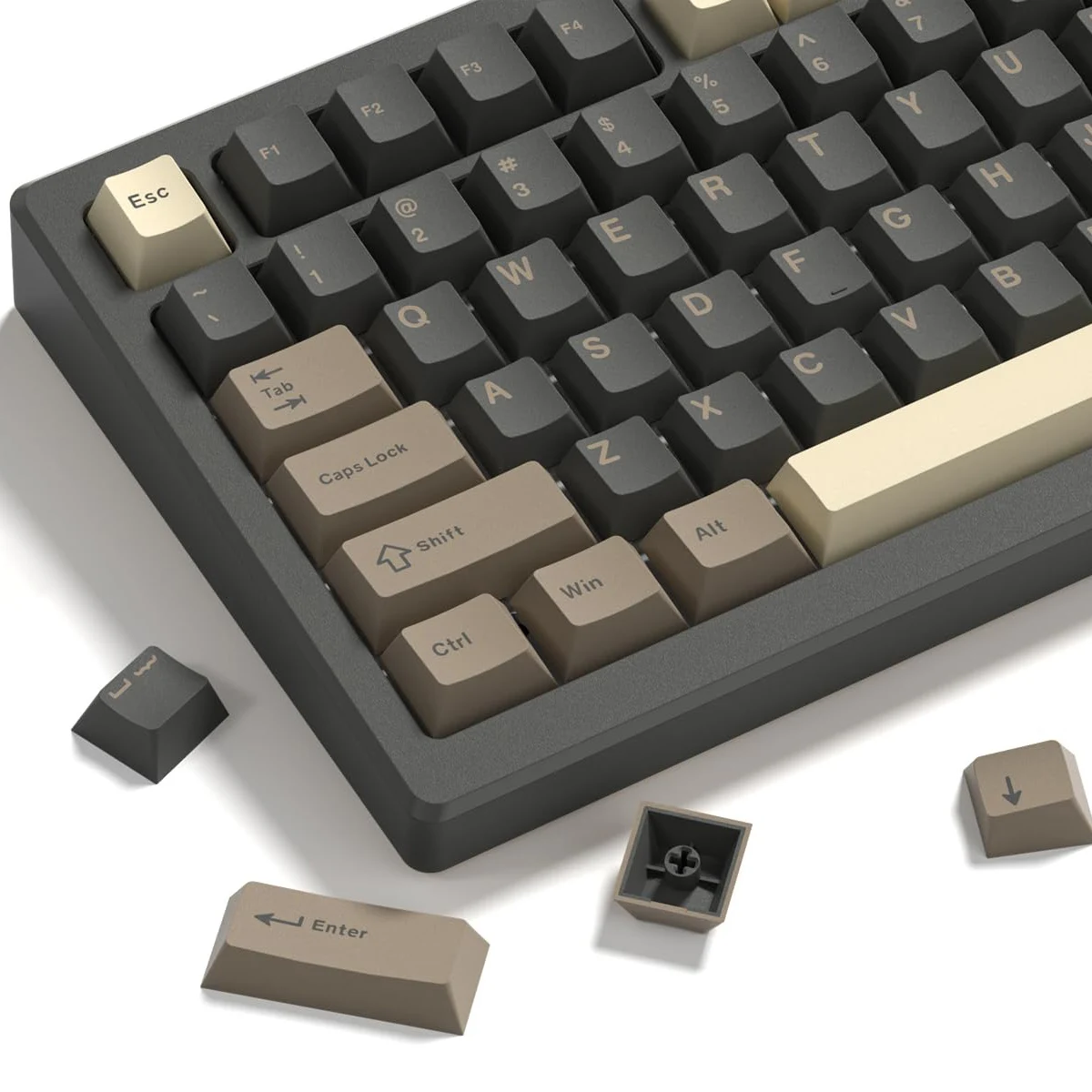 138 Keys Cherry Profile Retro Brown Gray Keycaps Custom PBT Doubleshot Keycaps for Cherry Gateron MX Switch Mechanical Keyboard