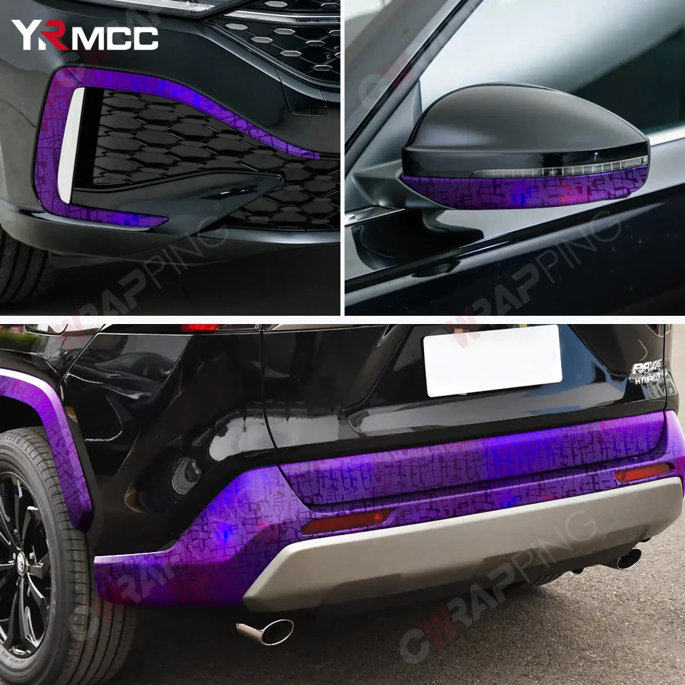 فيلم سيارة ثلاثي الأبعاد جمشت أرجواني مايا فينيل لف شخصية تغيير لون ملصق لامع للدراجات النارية اكسسوارات السيارات #5