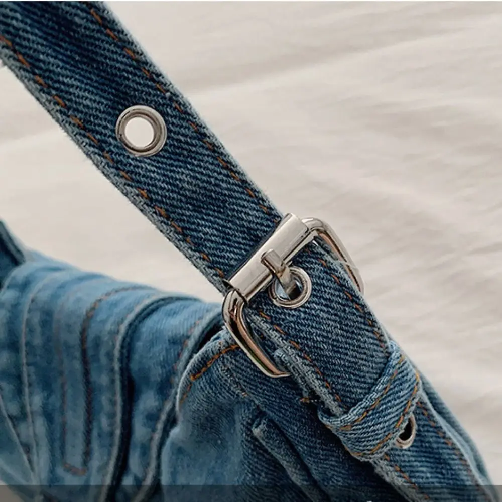 트렌드 Y2K 레트로 데님 숄더백 언더암 백 패션 데님 핸드백 한국 스파이시 걸즈 천 겨드랑이 가방 소녀용