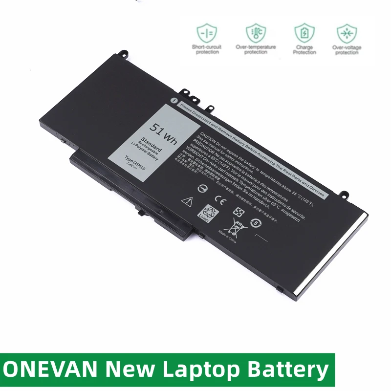 

ONEVAN NEW G5M10 Laptop battery For DELL Latitude E5250 E5450 E5550 8V5GX R9XM9 WYJC2 1KY05 7.4V 51Wh Fit Notebook